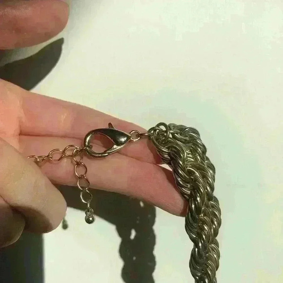 Faux Gold 3 Layer Robe Chain Modern Chunky Statement Necklace Minimalist - Picture 6 of 7